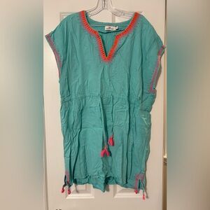 Vineyard Vines Aqua Swim Coverup with Pink Accents